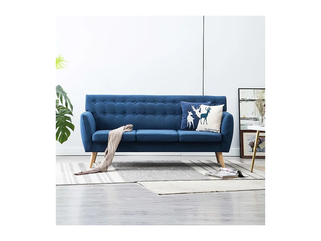 Driezitsbank 172x70x82 cm stof blauw