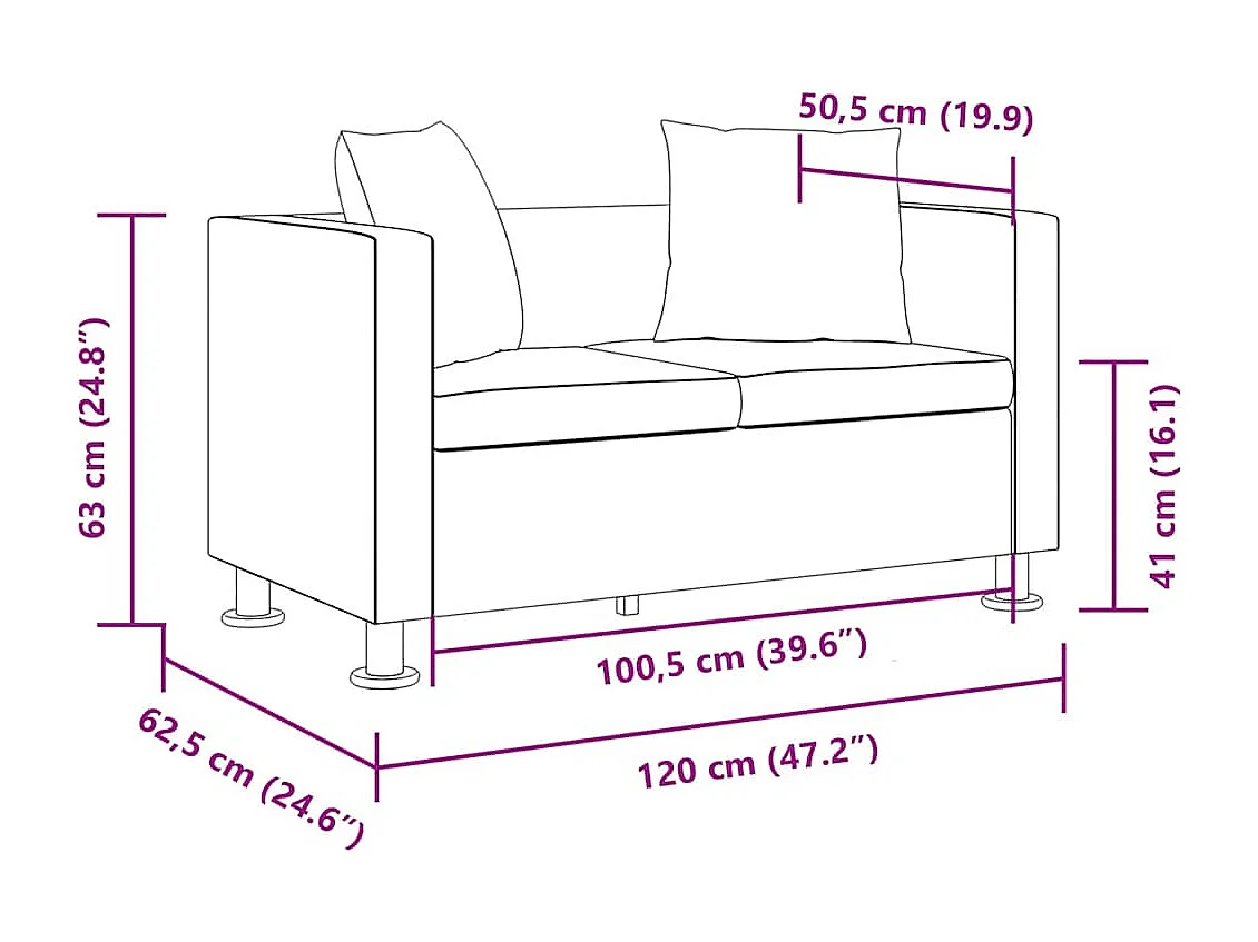 2-Sitzer-Sofa Kunstleder Schwarz