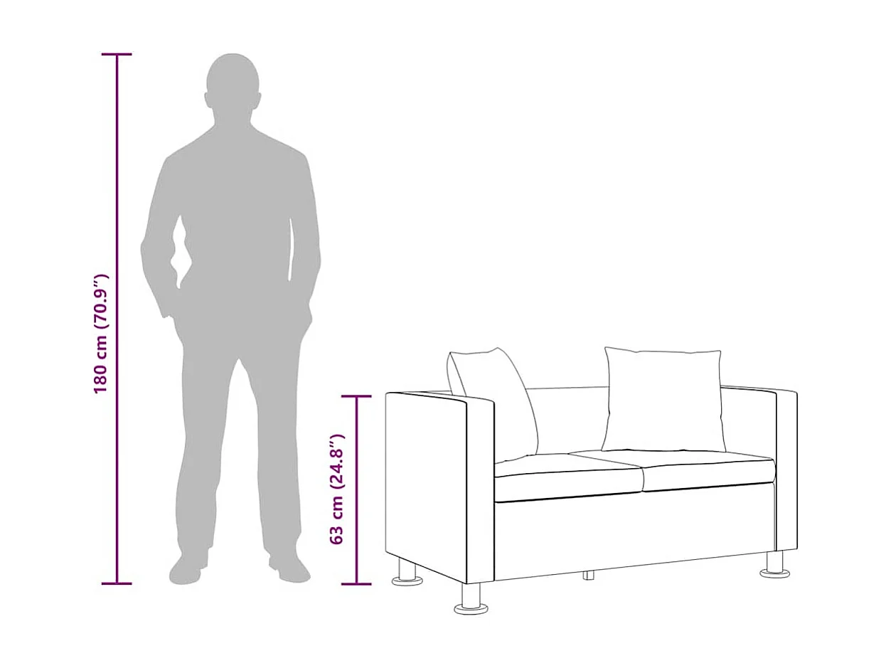 2-Sitzer-Sofa Kunstleder Schwarz