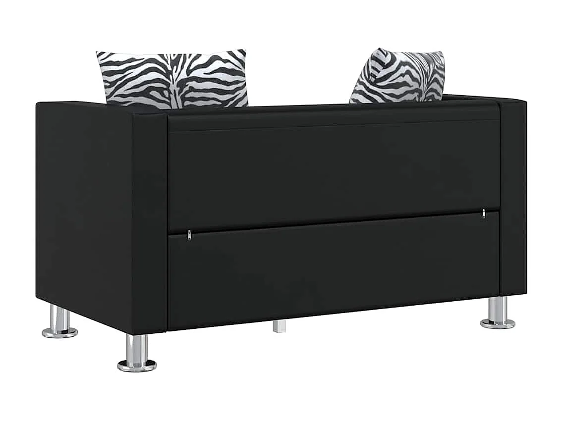 Sofá de 2 plazas de cuero artificial negro