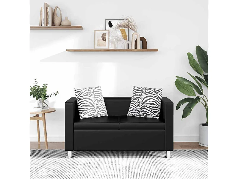 Canapé à 2 places Cuir synthétique Noir