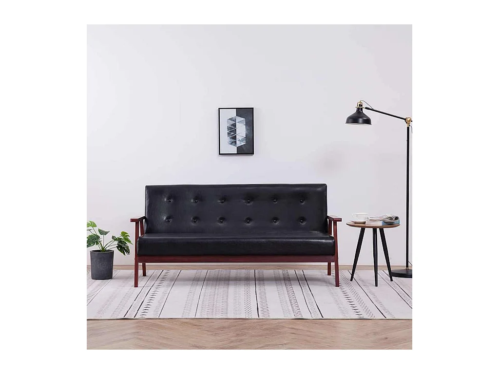Canapé à 3 places Noir Similicuir