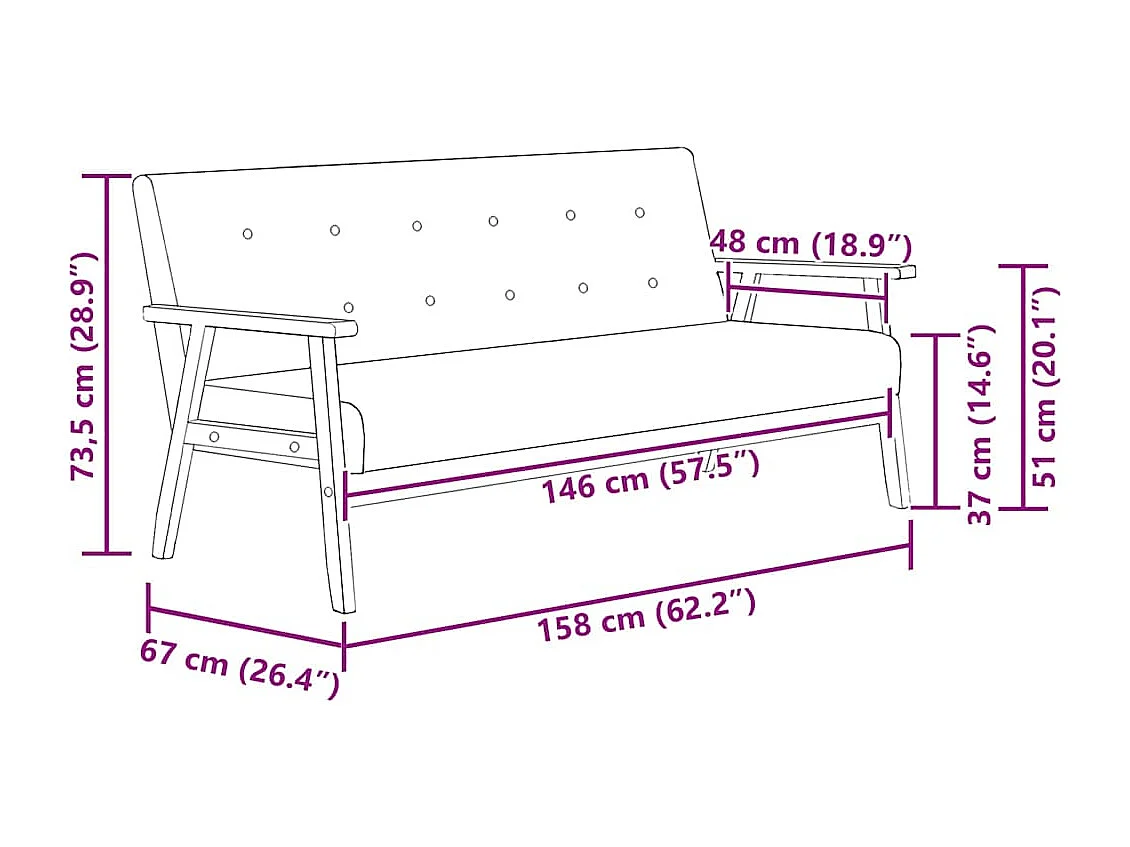Canapé à 3 places Noir Similicuir