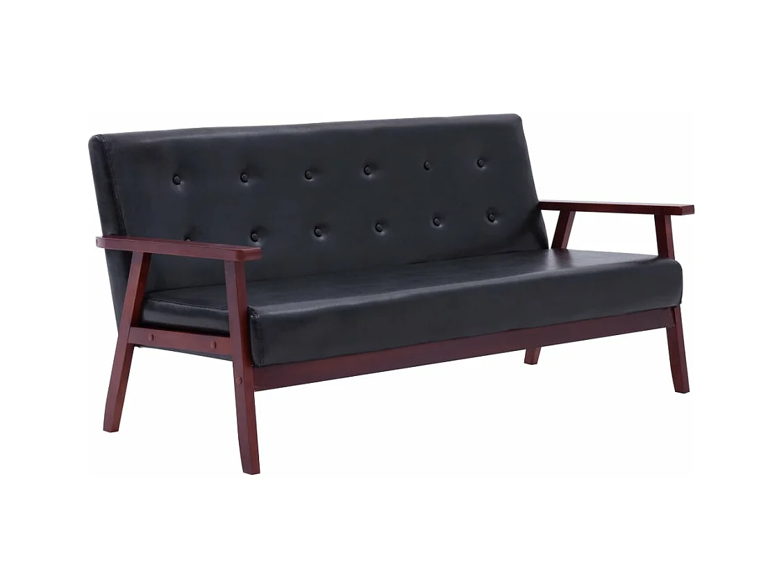 Canapé à 3 places Noir Similicuir