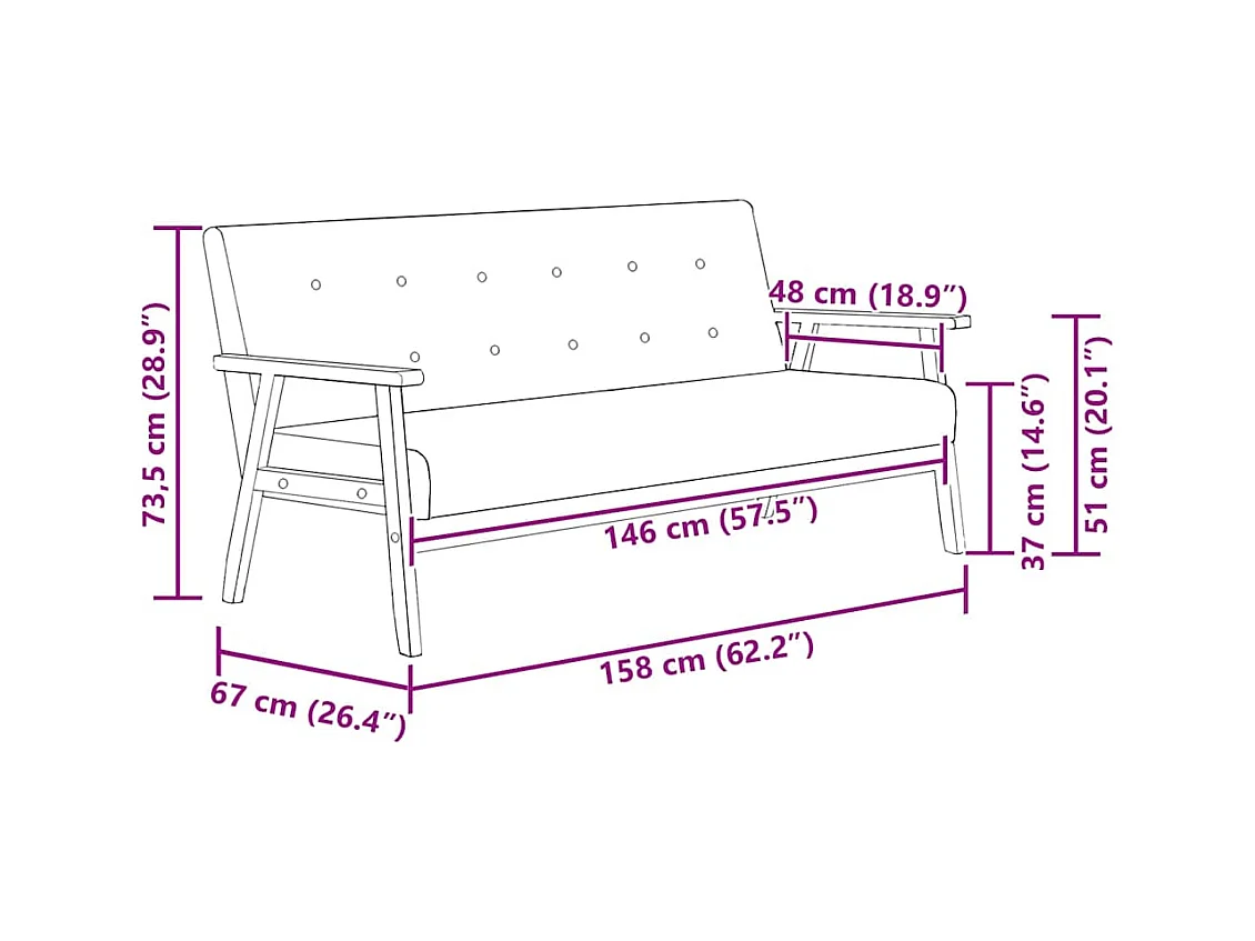 Canapé à 3 places Noir Similicuir