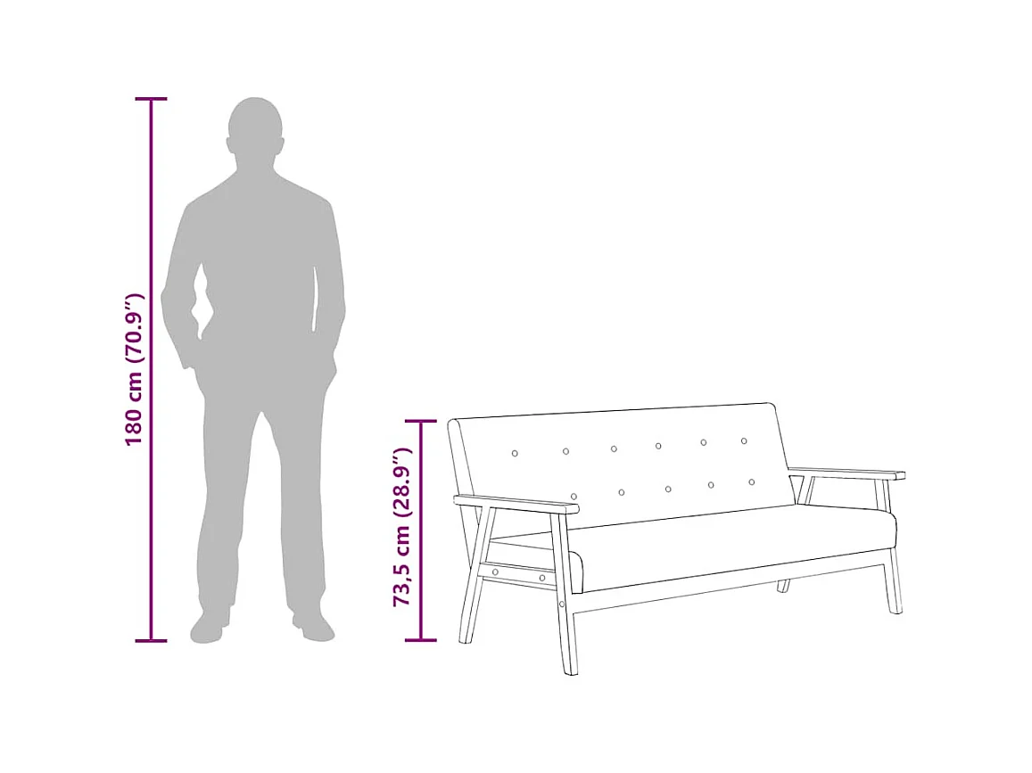 Canapé à 3 places Noir Similicuir