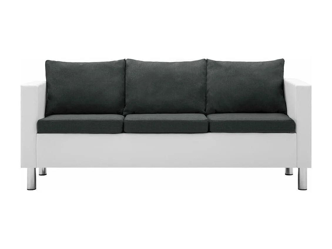 Canapé à 3 places Similicuir Blanc et gris foncé