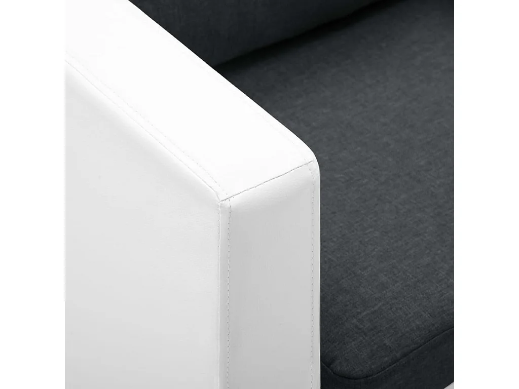 Canapé à 3 places Similicuir Blanc et gris foncé