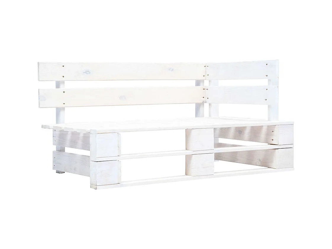 Canapé palette 2 places avec coussins Pin imprégné de blanc