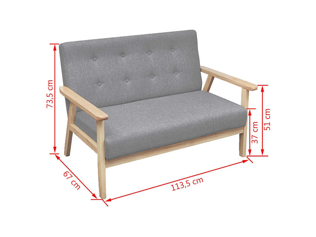 2-Sitzer-Sofa Stoff Hellgrau