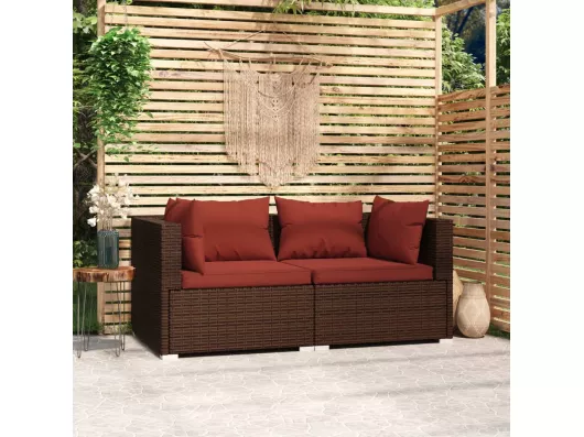 Kauf Unique 2-Sitzer-Sofa mit Kissen Braun Poly Rattan