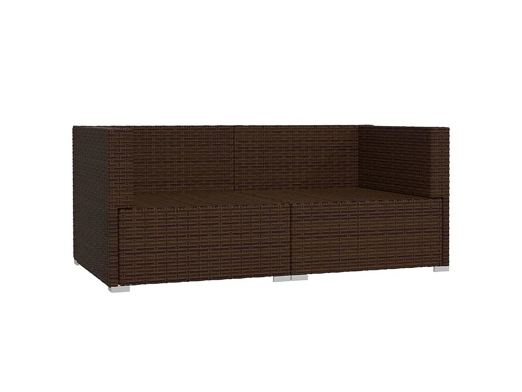 2-Sitzer-Sofa mit Kissen Braun Poly Rattan