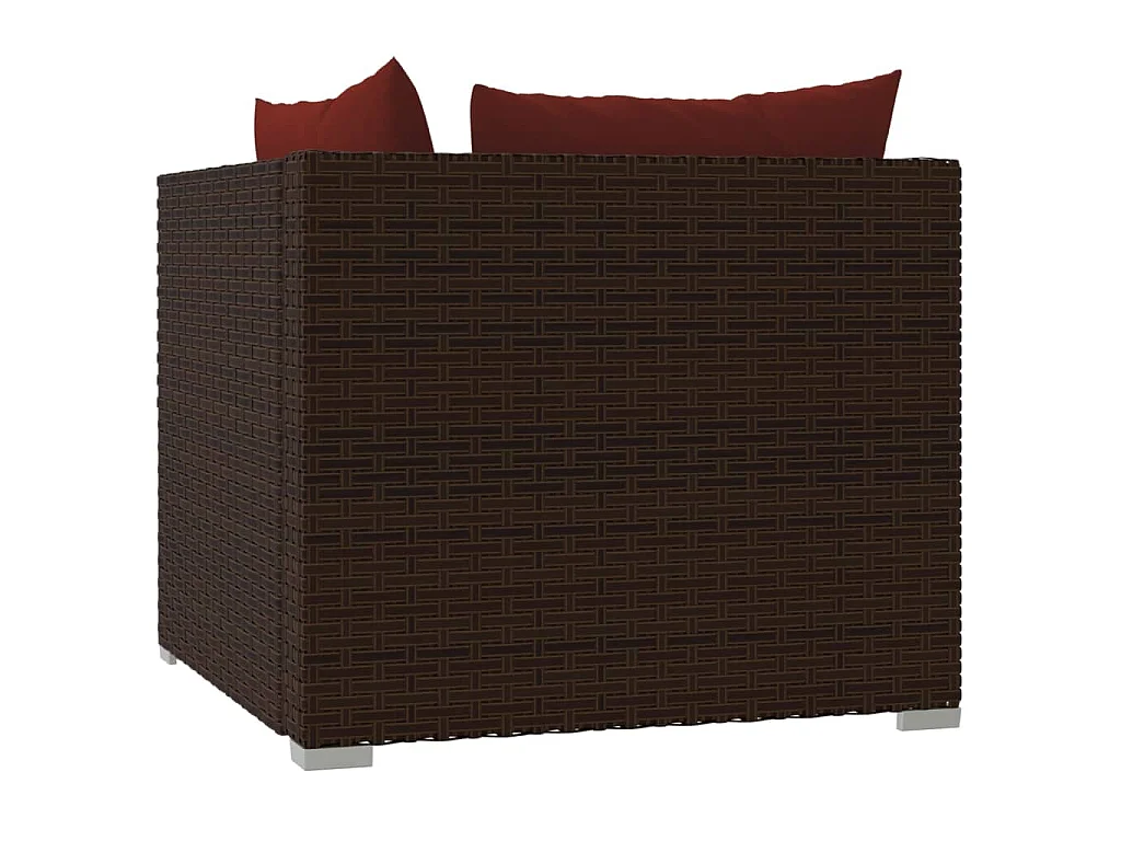 2-Sitzer-Sofa mit Kissen Braun Poly Rattan