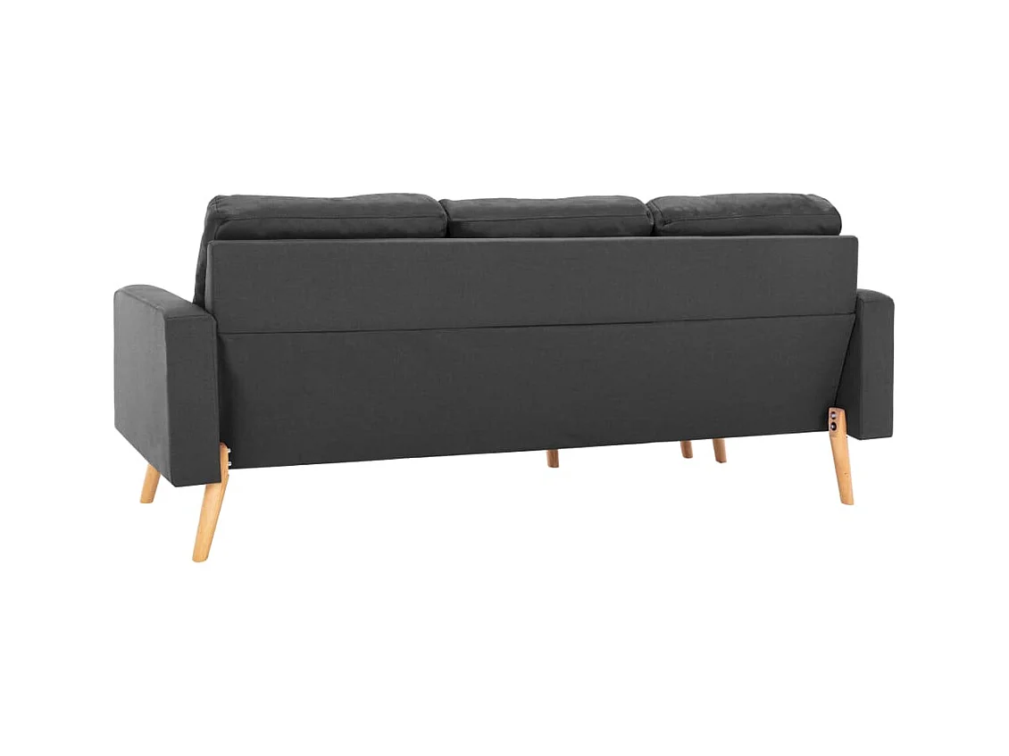 Canapé à 3 places avec repose-pied Gris foncé Tissu