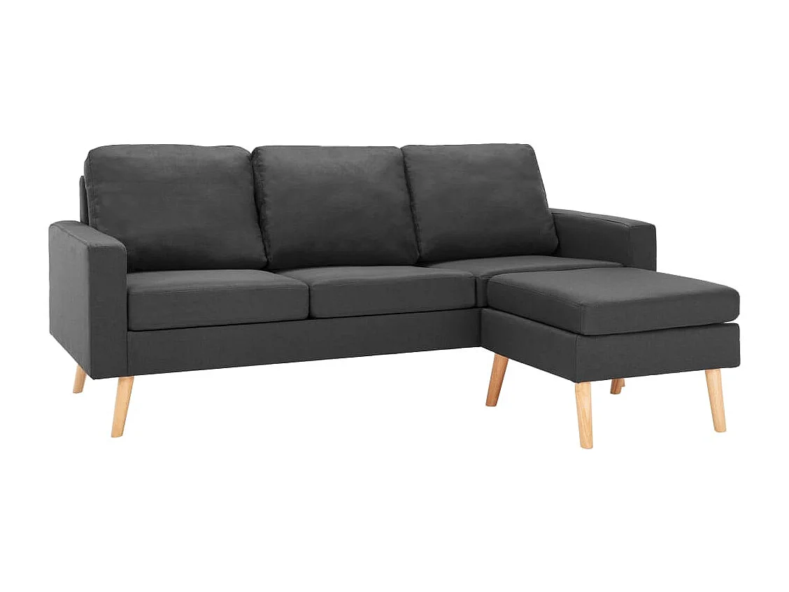 3-Sitzer-Sofa mit Hocker Dunkelgrau Stoff