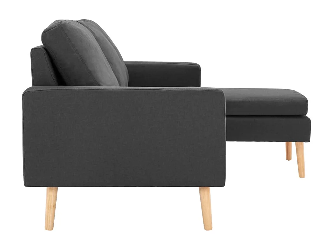 3-Sitzer-Sofa mit Hocker Dunkelgrau Stoff