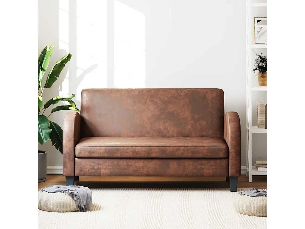 Canapé à 2 places Daim synthétique Marron