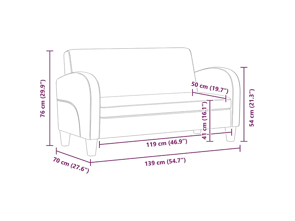 Tweezitsbank kunstsuède bruin