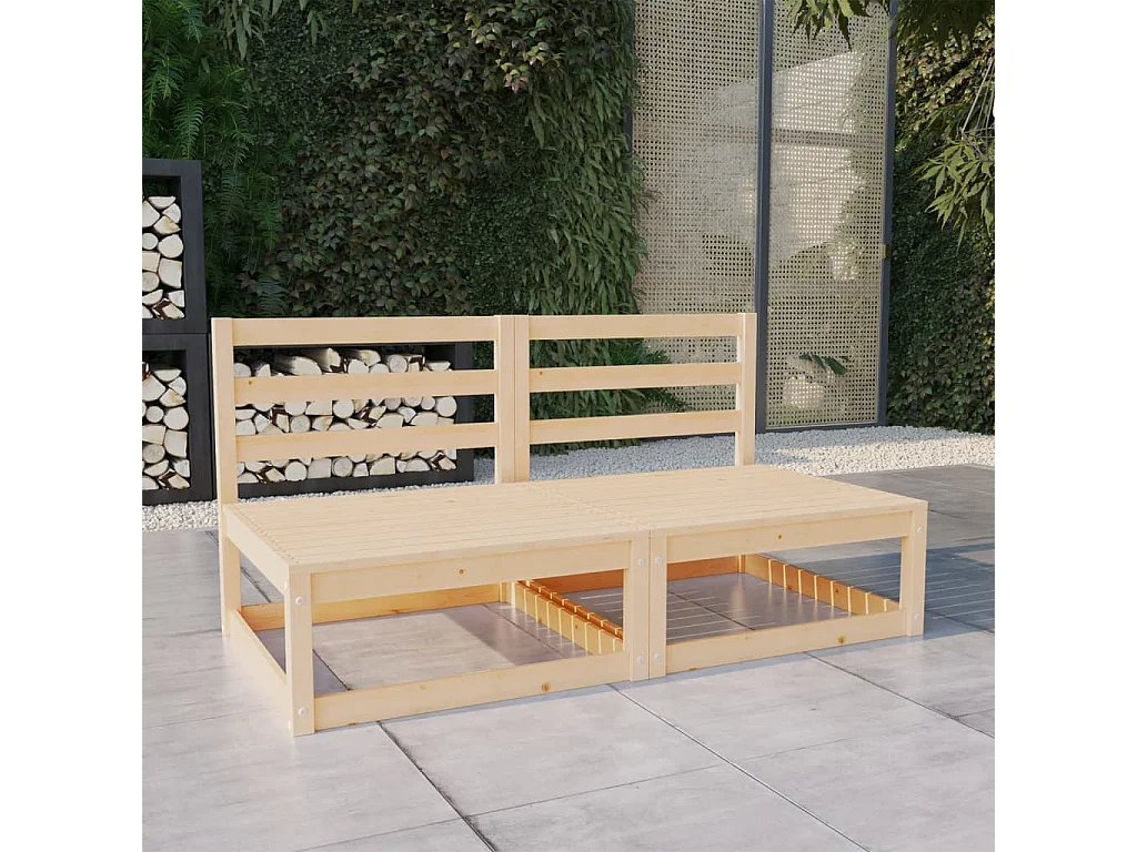 Canapé à 2 places de jardin Bois de pin solide