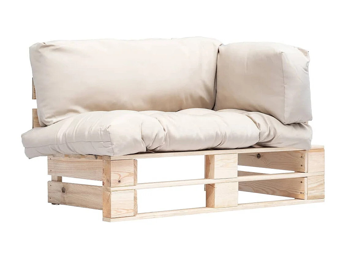 Canapé de jardin palette avec coussins sable Pinède
