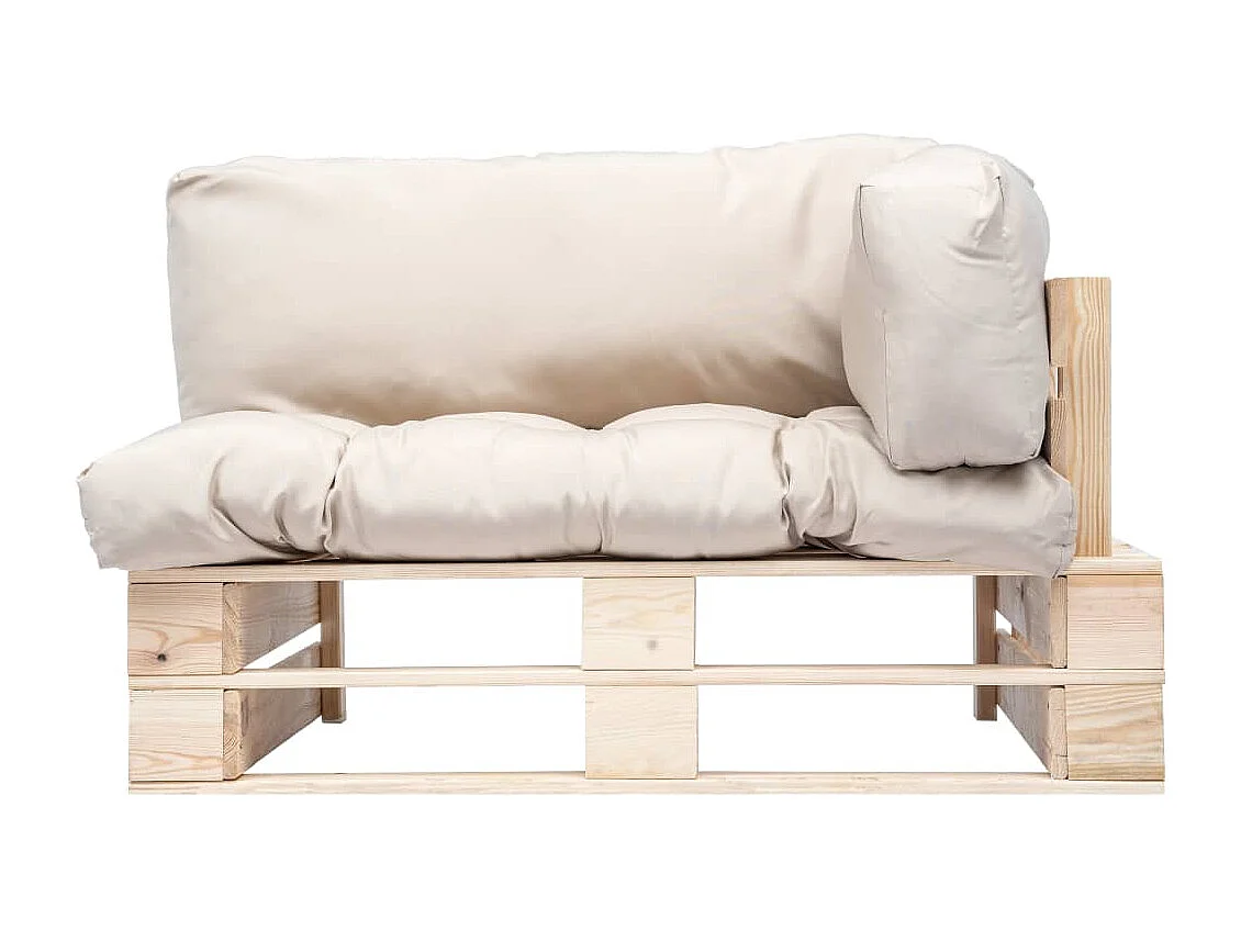 Canapé de jardin palette avec coussins sable Pinède
