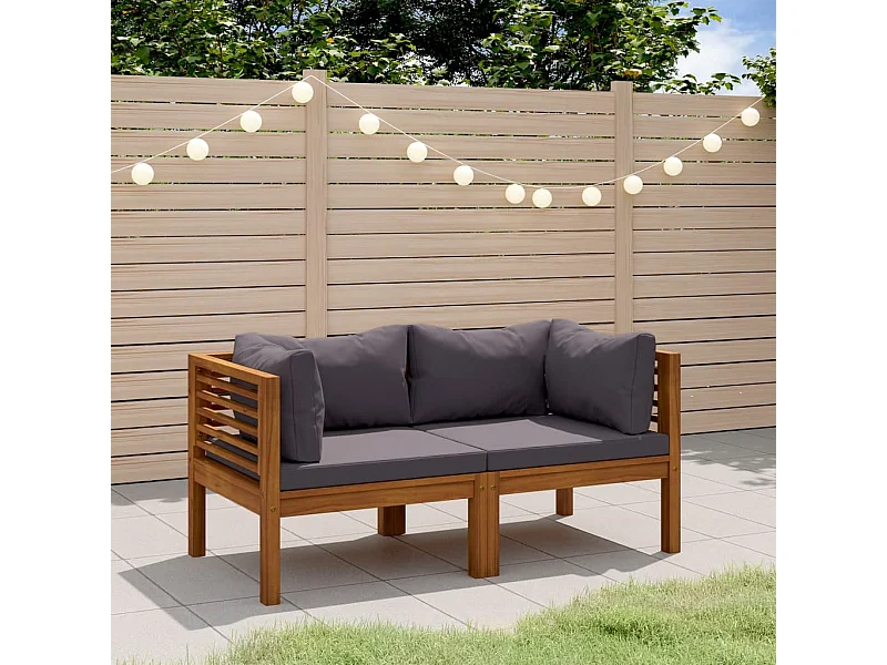 Canapé de jardin à 2 places avec coussin Bois d'acacia massif