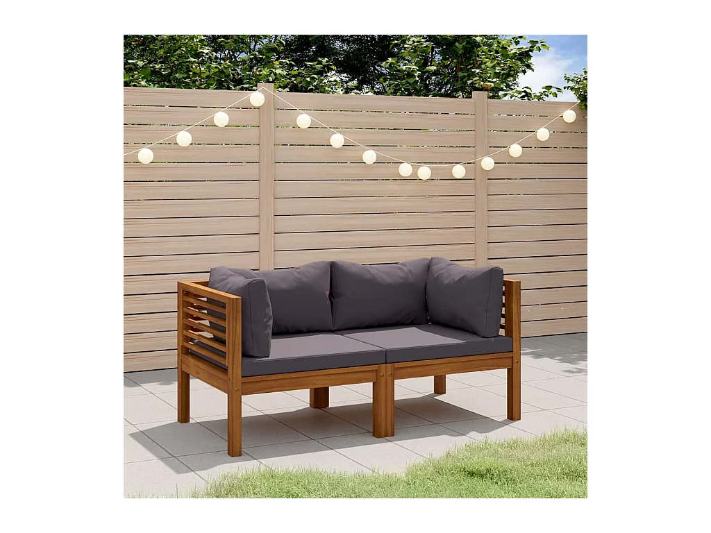 Canapé de jardin à 2 places avec coussin Bois d'acacia massif