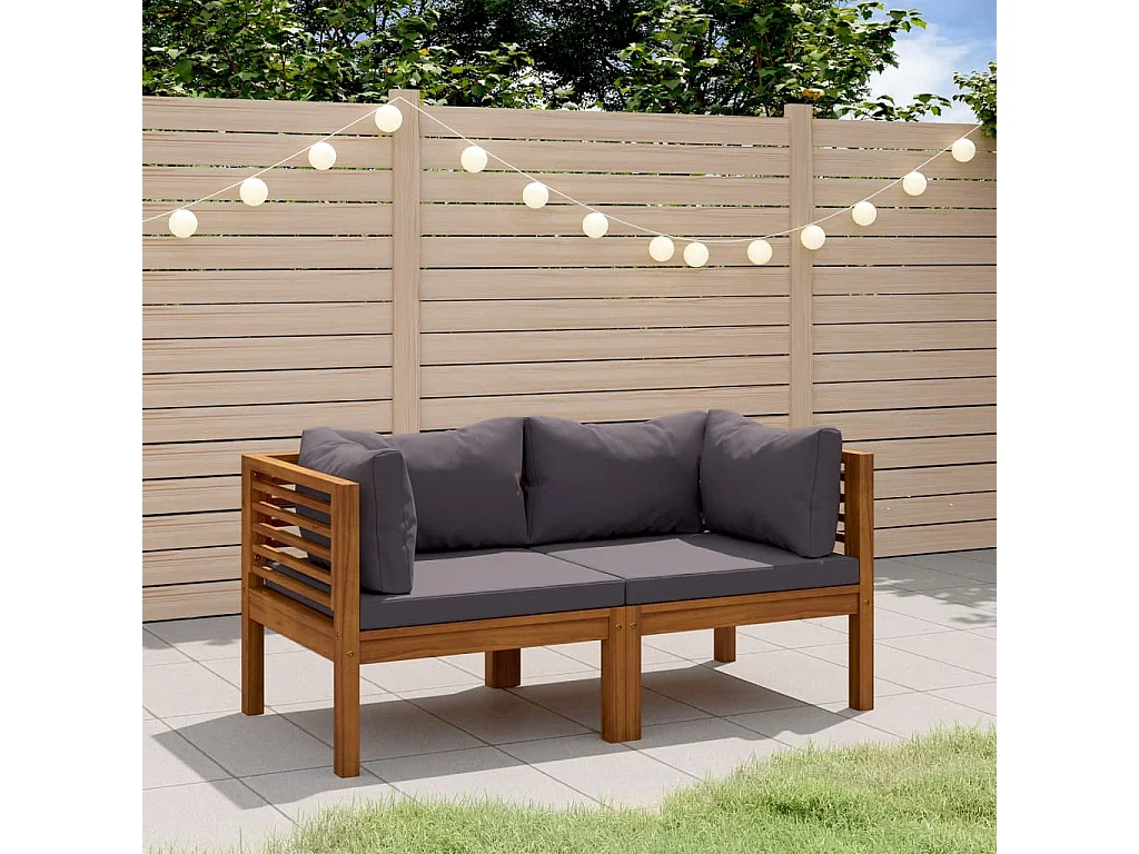 Canapé de jardin à 2 places avec coussin Bois d'acacia massif