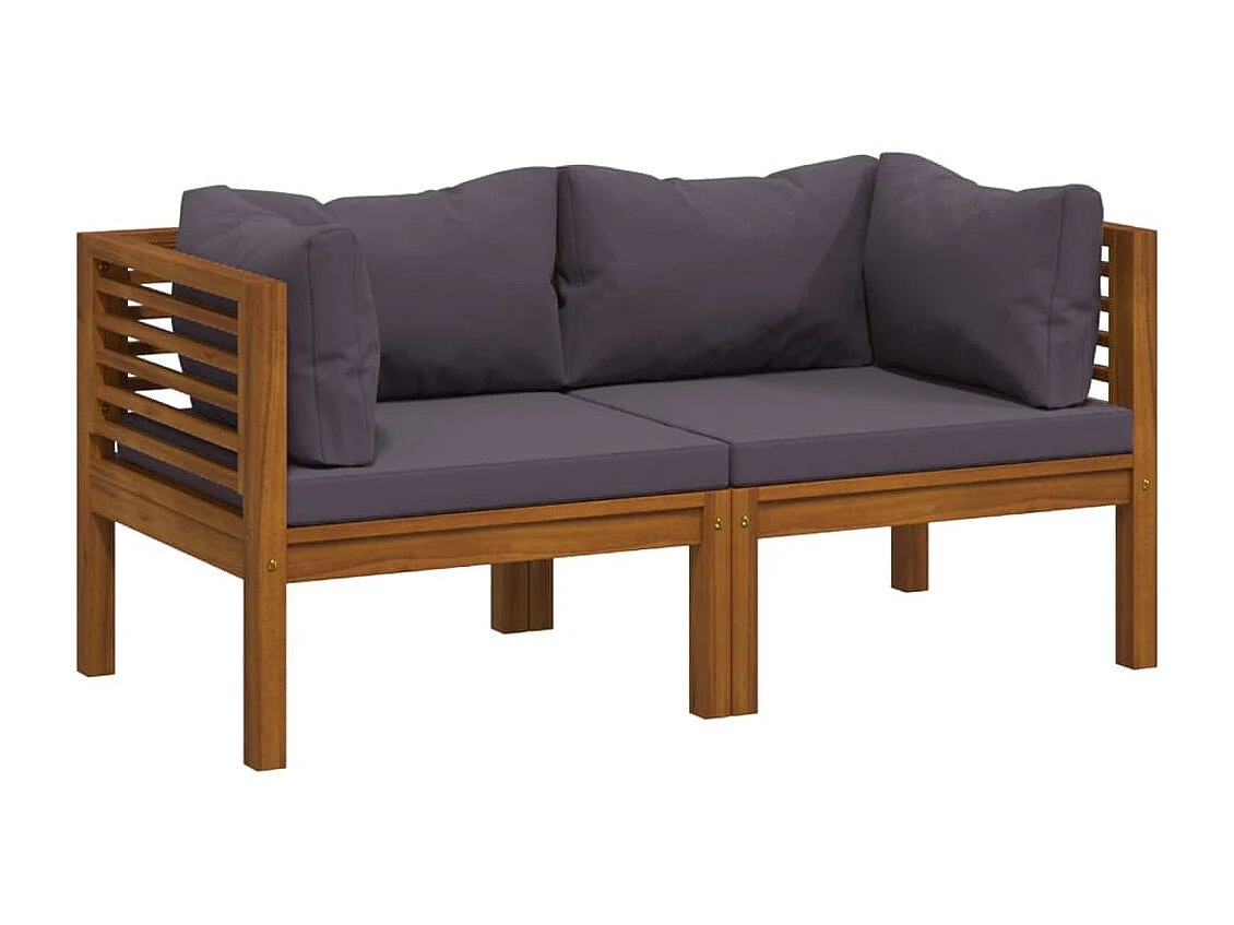 Canapé de jardin à 2 places avec coussin Bois d'acacia massif