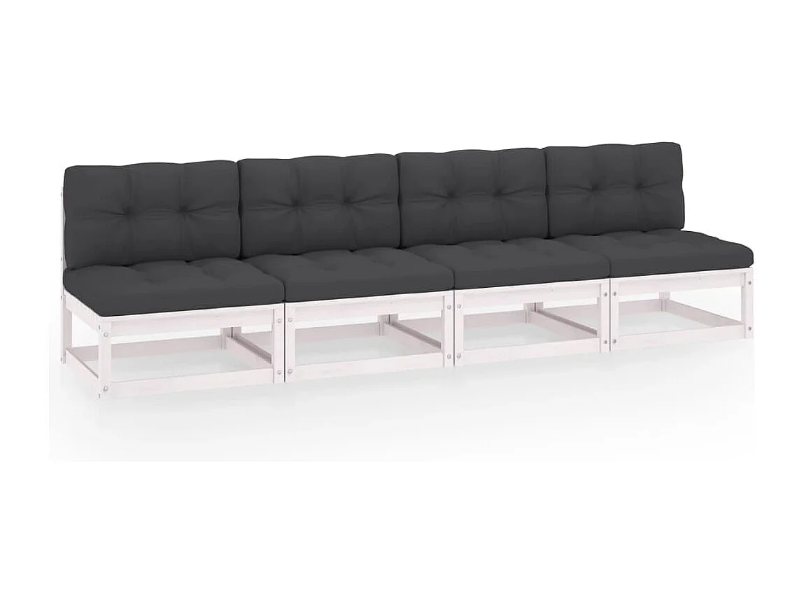 Sofá de jardim 4 lugares com almofadões pinho maciço