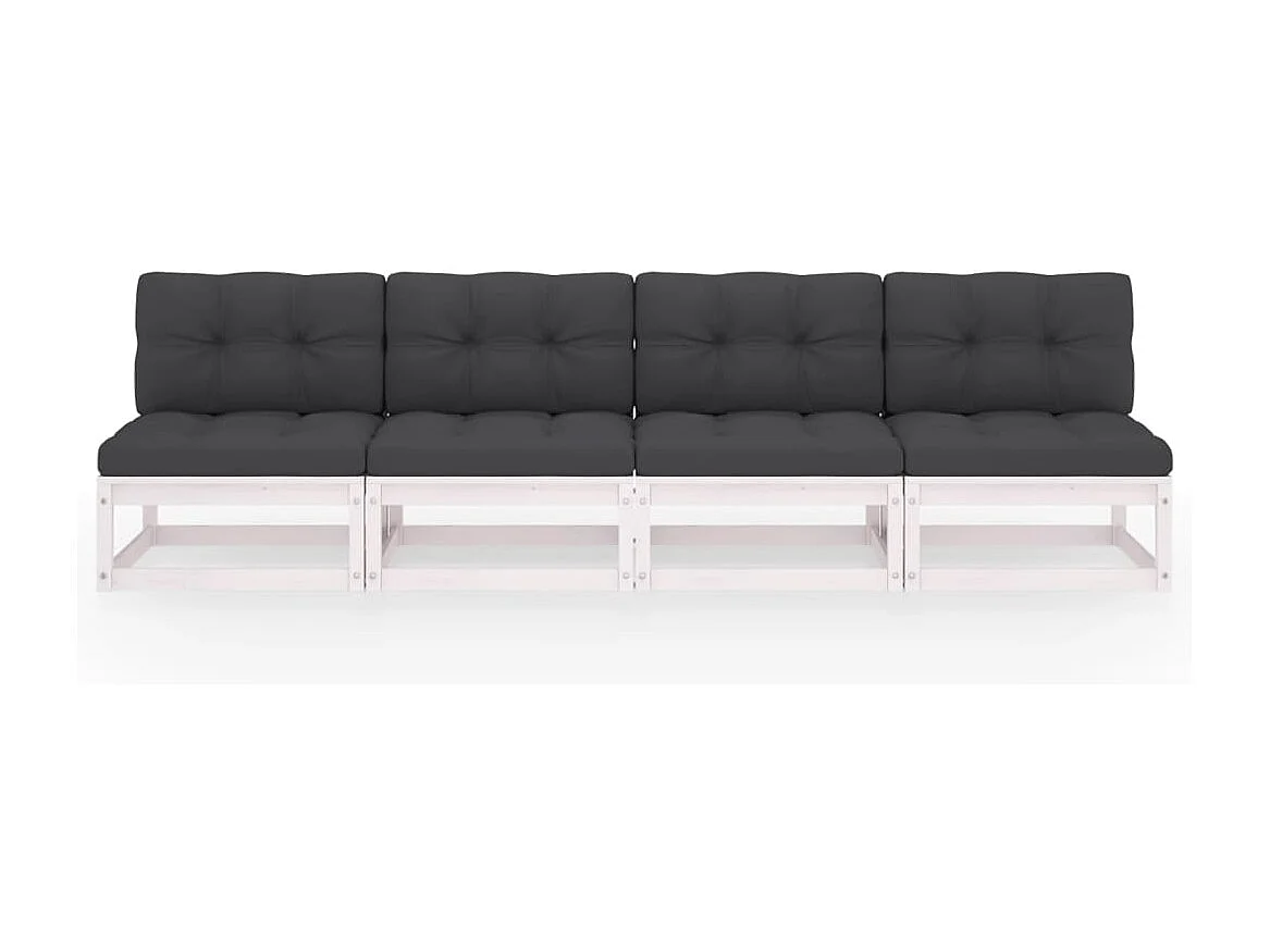 Sofá de jardim 4 lugares com almofadões pinho maciço