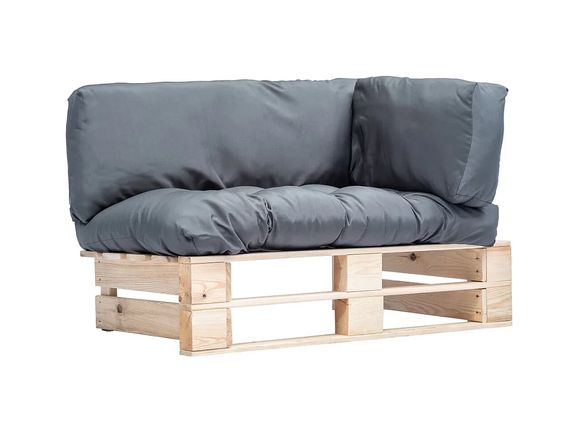 Canapé de jardin palette avec coussins gris Pinède
