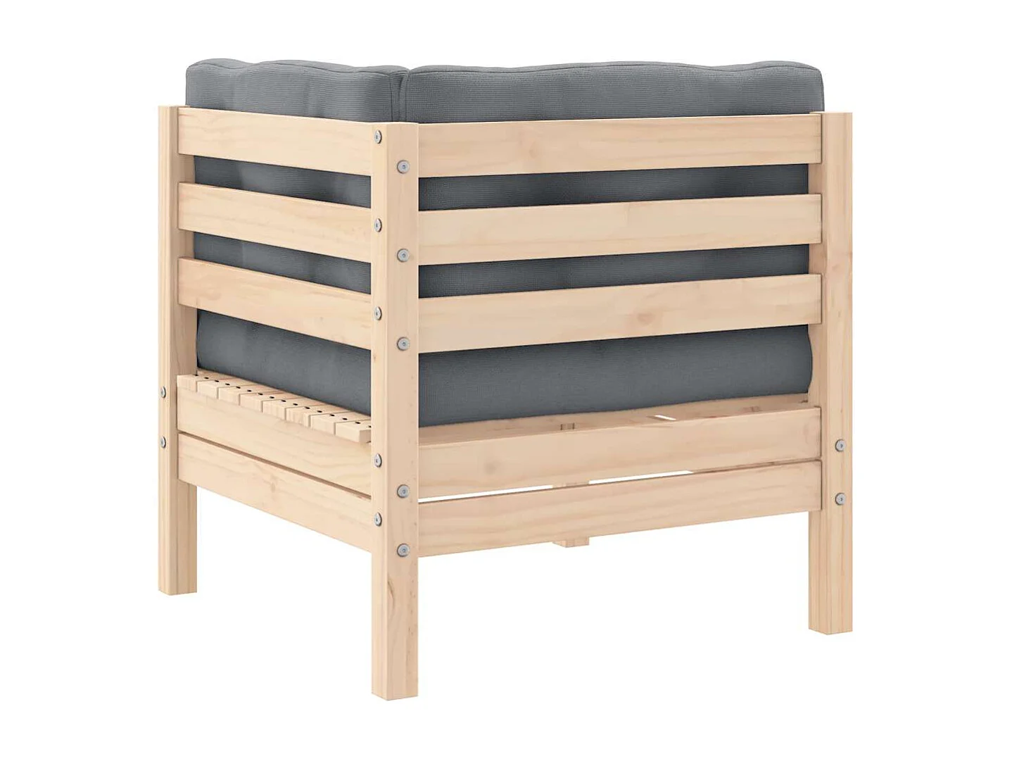 Canapé 2 places de jardin et coussins gris Bois de pin solide