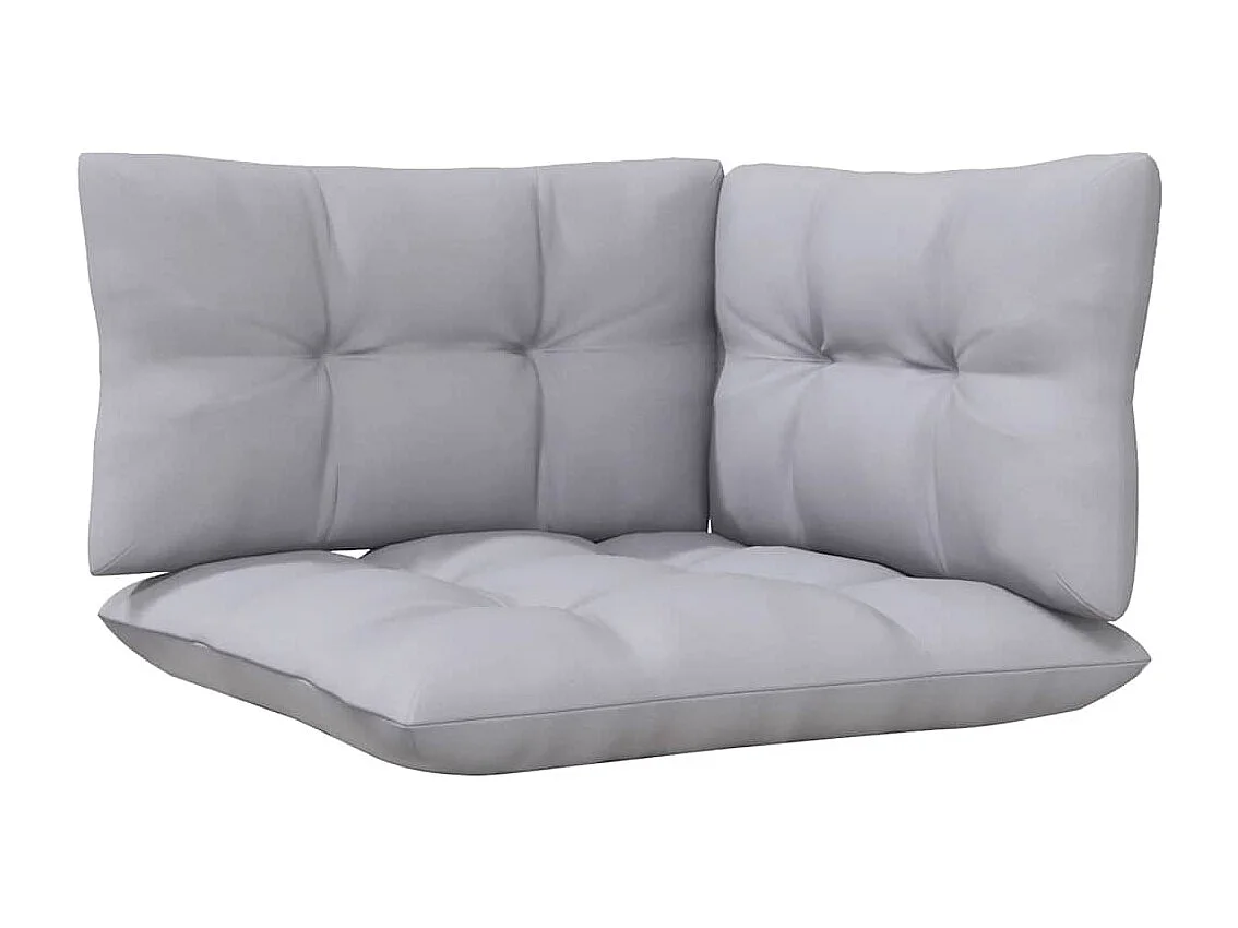 Canapé 2 places de jardin et coussins gris Bois de pin solide