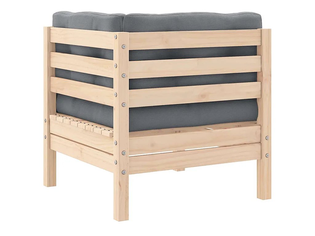 2-Sitzer-Gartensofa mit Grauen Kissen Massivholz Kiefer