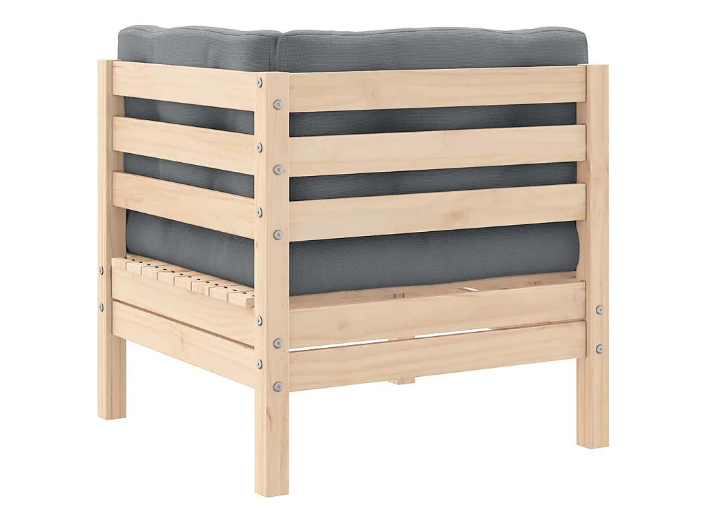 2-Sitzer-Gartensofa mit Grauen Kissen Massivholz Kiefer