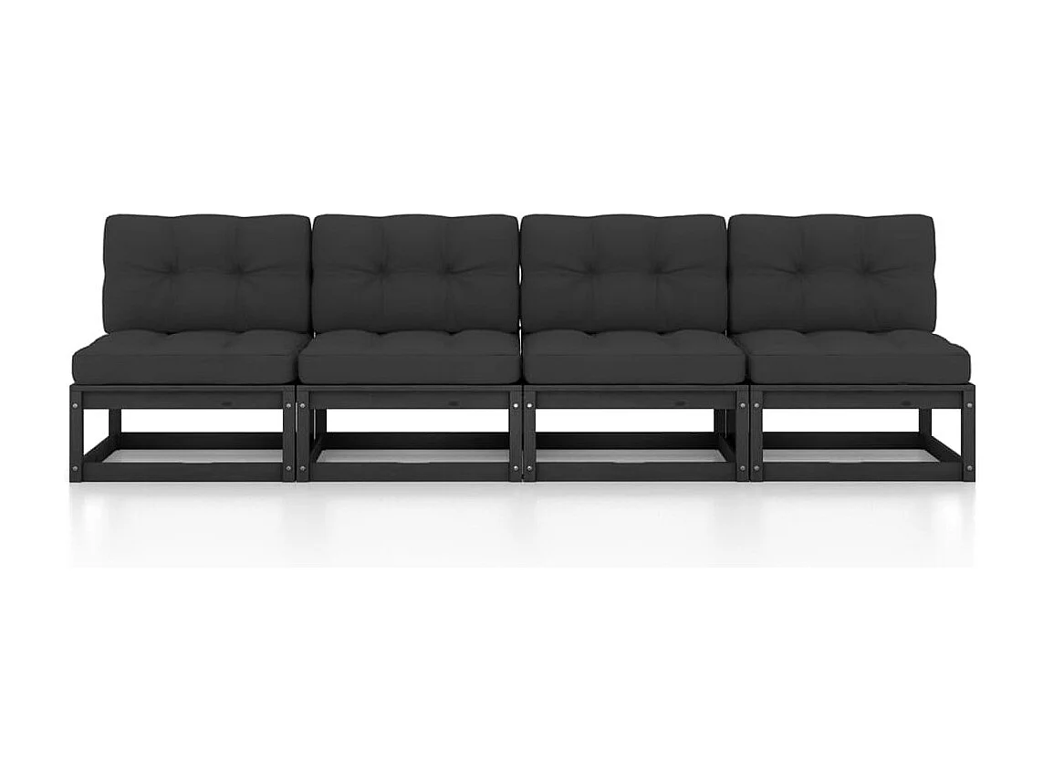 Sofá de jardim 4 lugares com almofadões pinho maciço