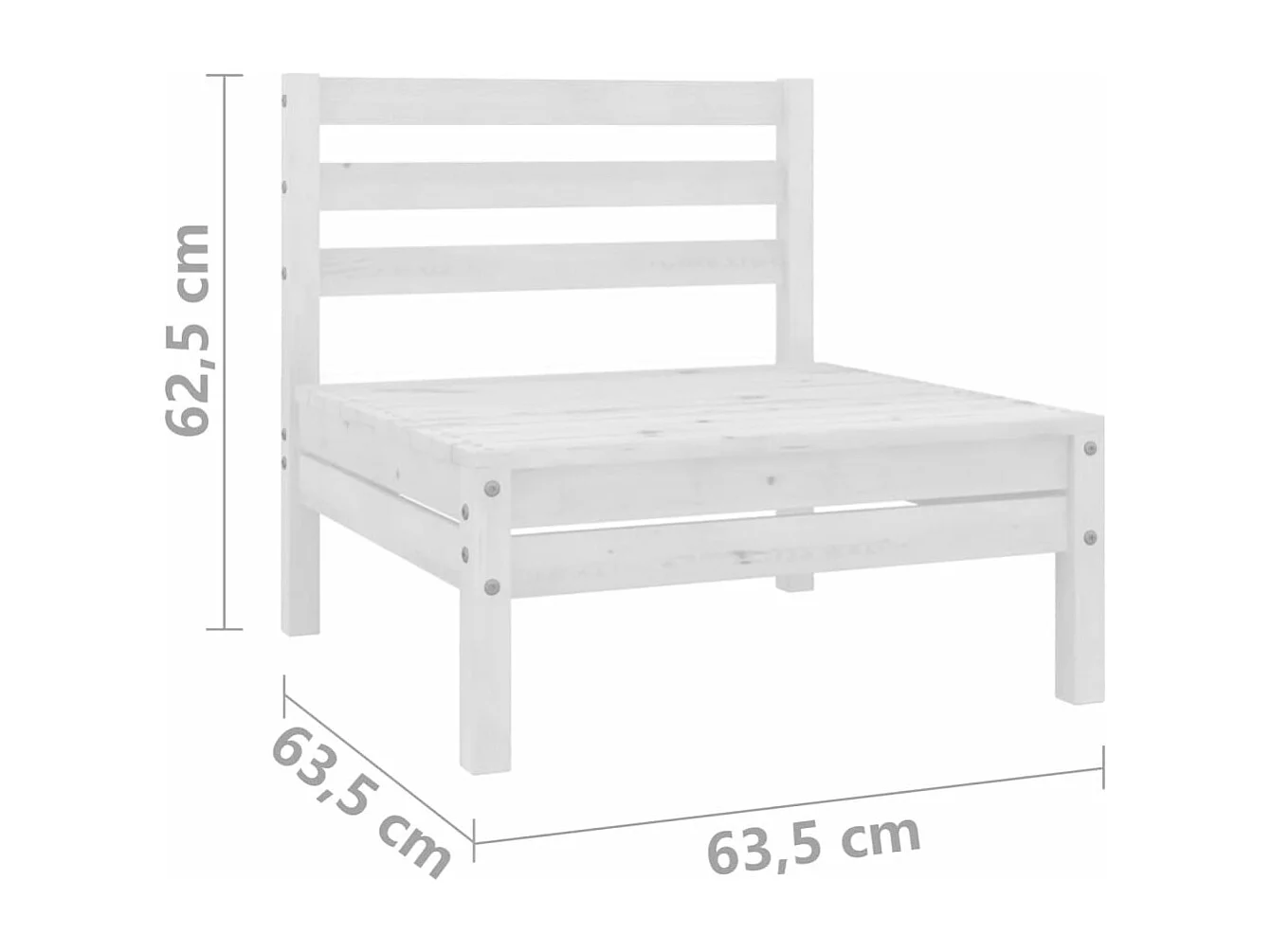 Canapé à 2 places de jardin Blanc Bois de pin solide