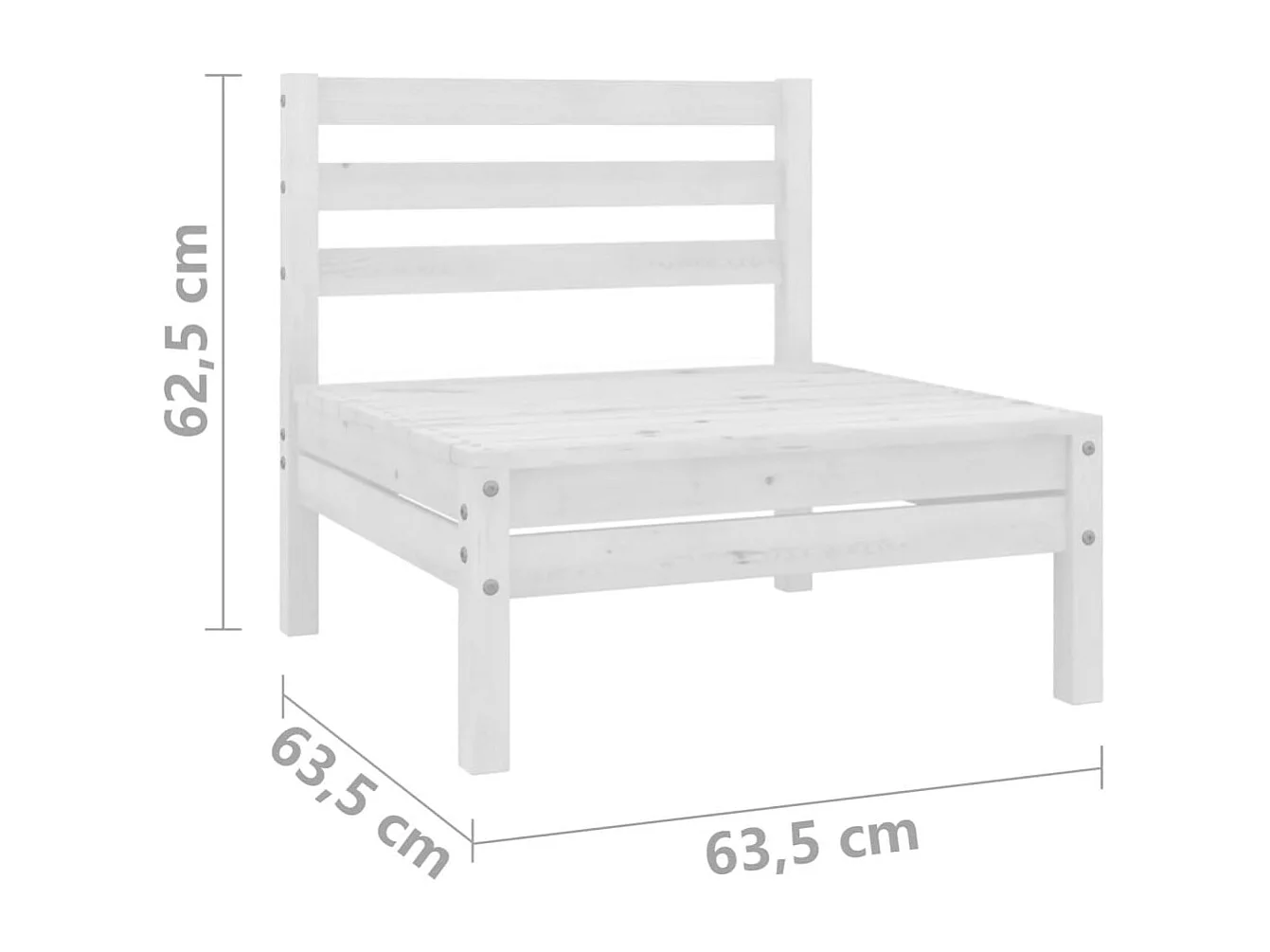 Canapé à 2 places de jardin Blanc Bois de pin solide