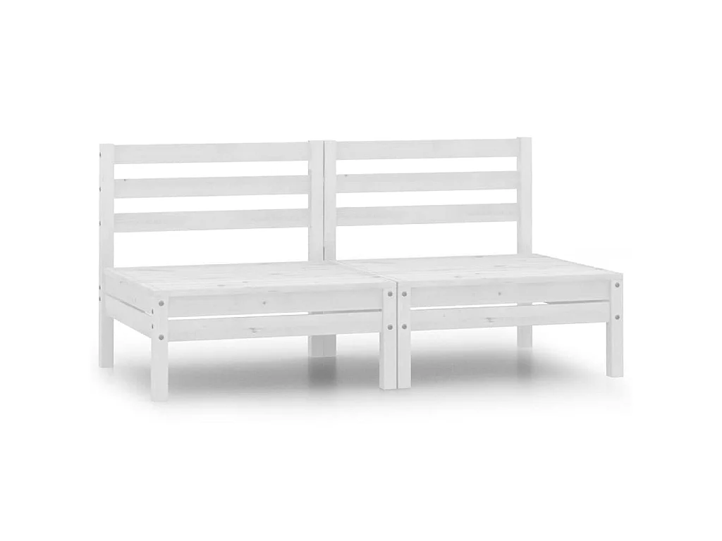 2-Sitzer-Gartensofa Weiß Kiefer Massivholz