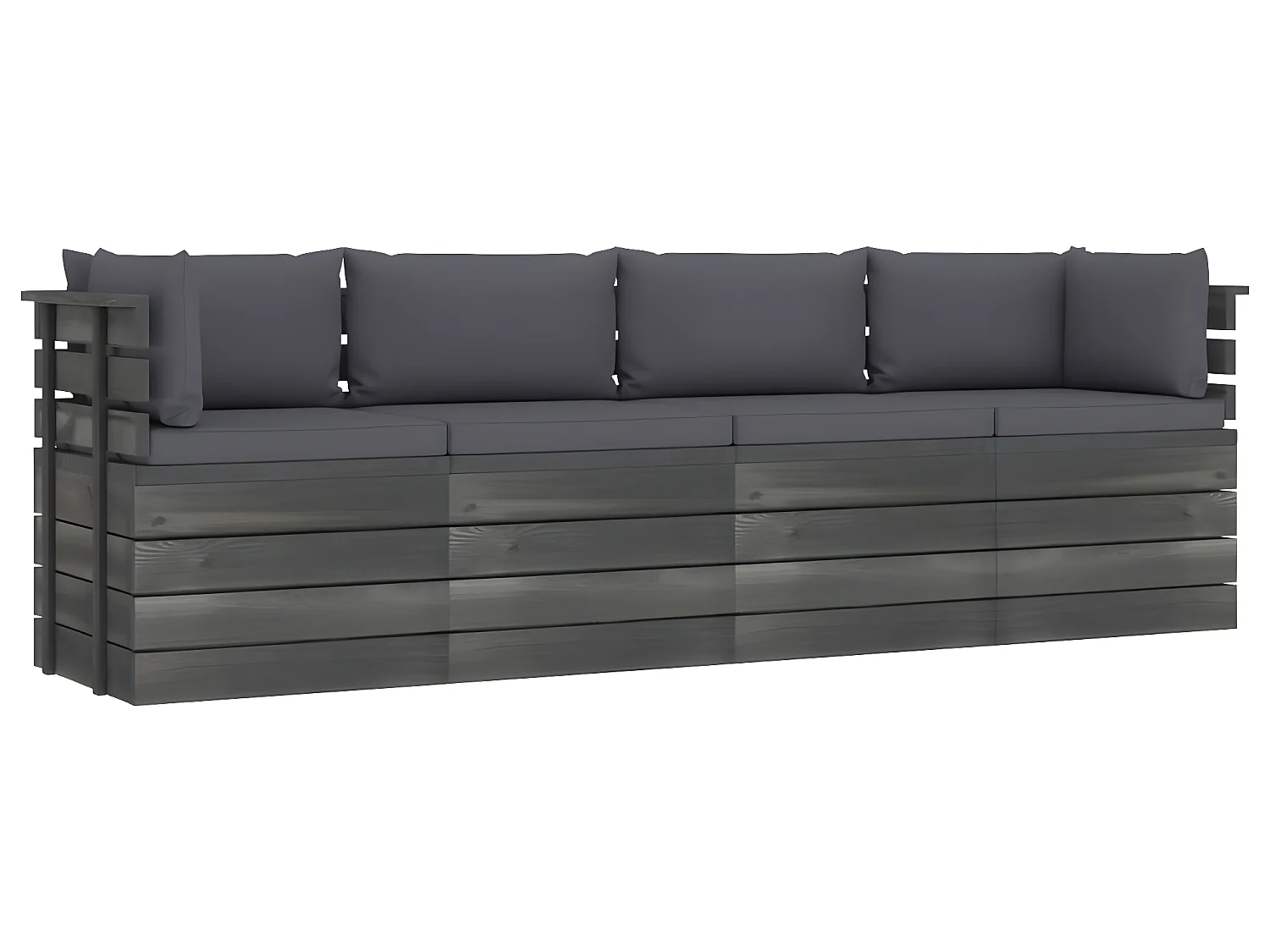 Canapé palette de jardin 4 places avec coussins Bois de pin