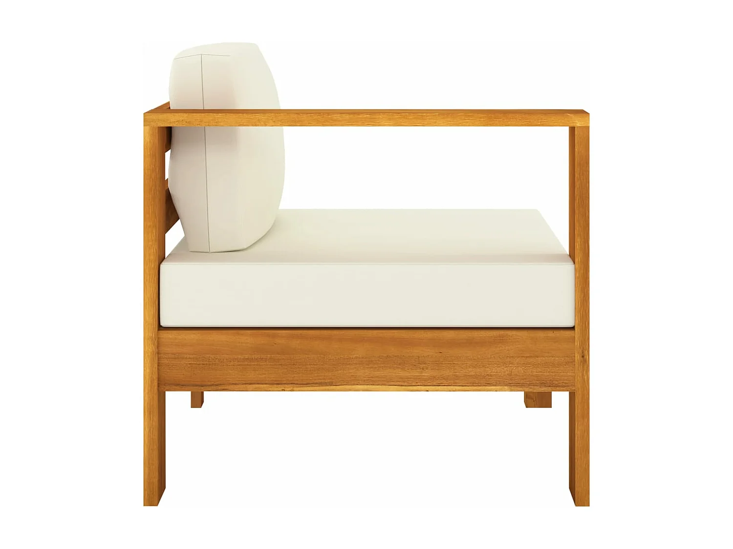 Tuinbank 4-zits met crèmewitte kussens massief acaciahout