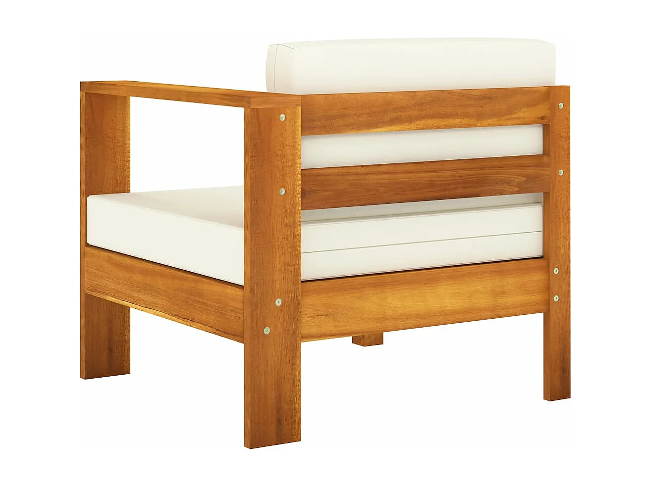 Tuinbank 4-zits met crèmewitte kussens massief acaciahout