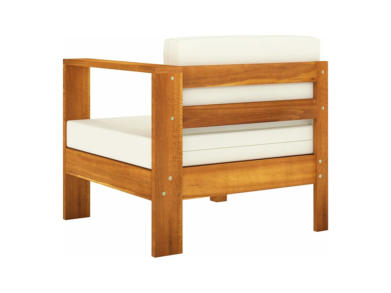 4-Sitzer-Gartensofa mit Cremeweißen Auflagen Massivholz Akazie