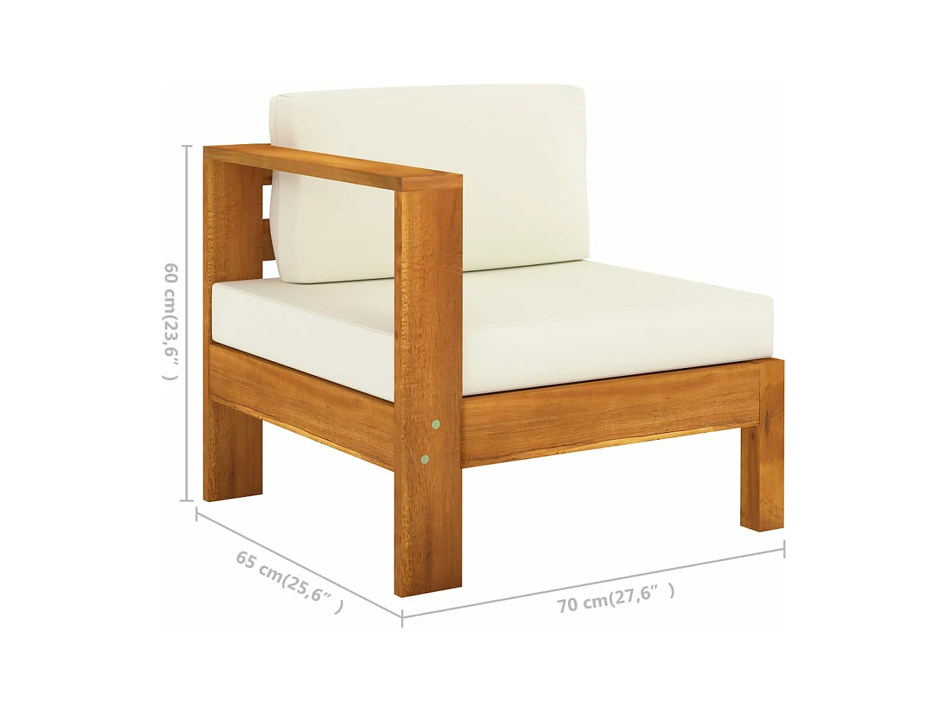 4-Sitzer-Gartensofa mit Cremeweißen Auflagen Massivholz Akazie