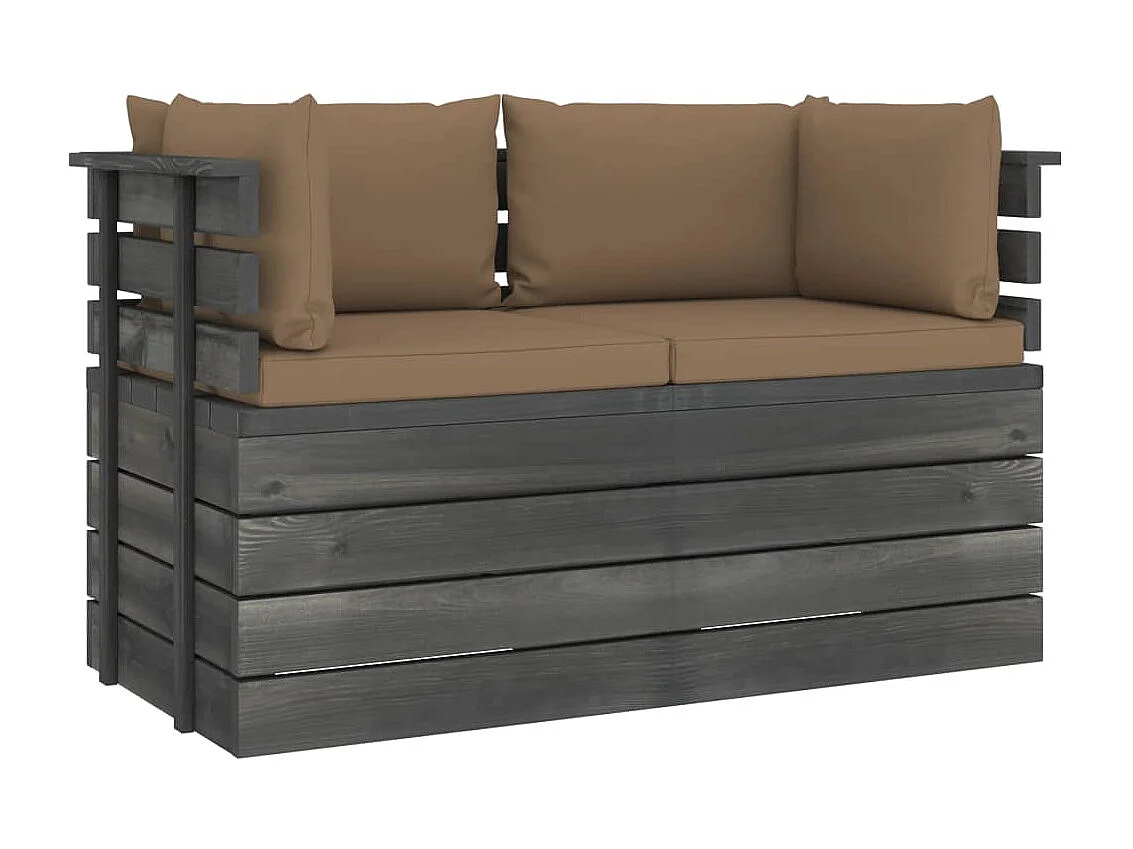 Sofá paletes 2 lugares p/ jardim c/ almofadões pinho maciço