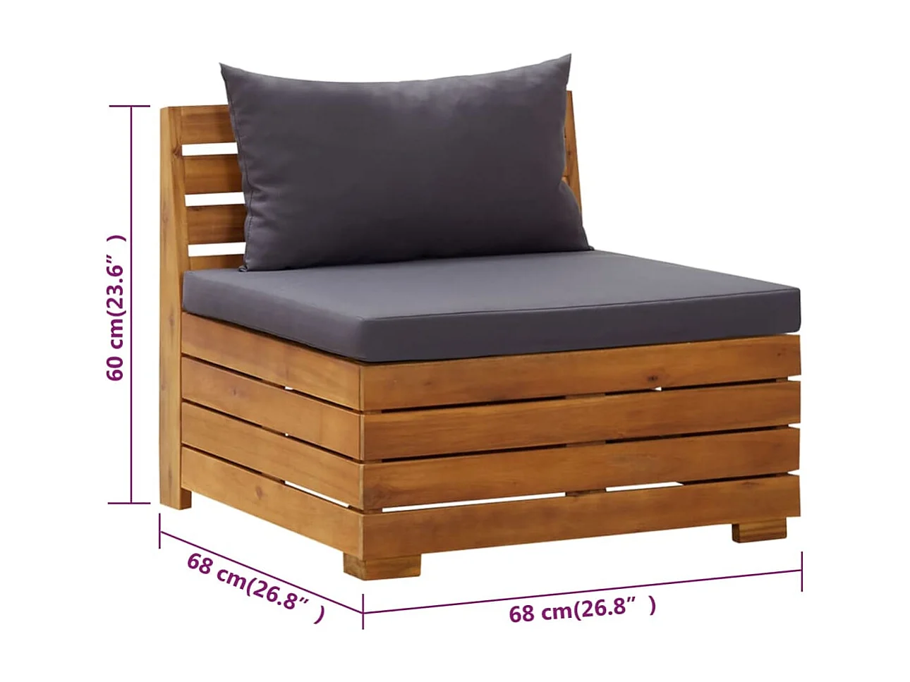 Canapé de jardin 2 places avec coussins Bois d'acacia massif