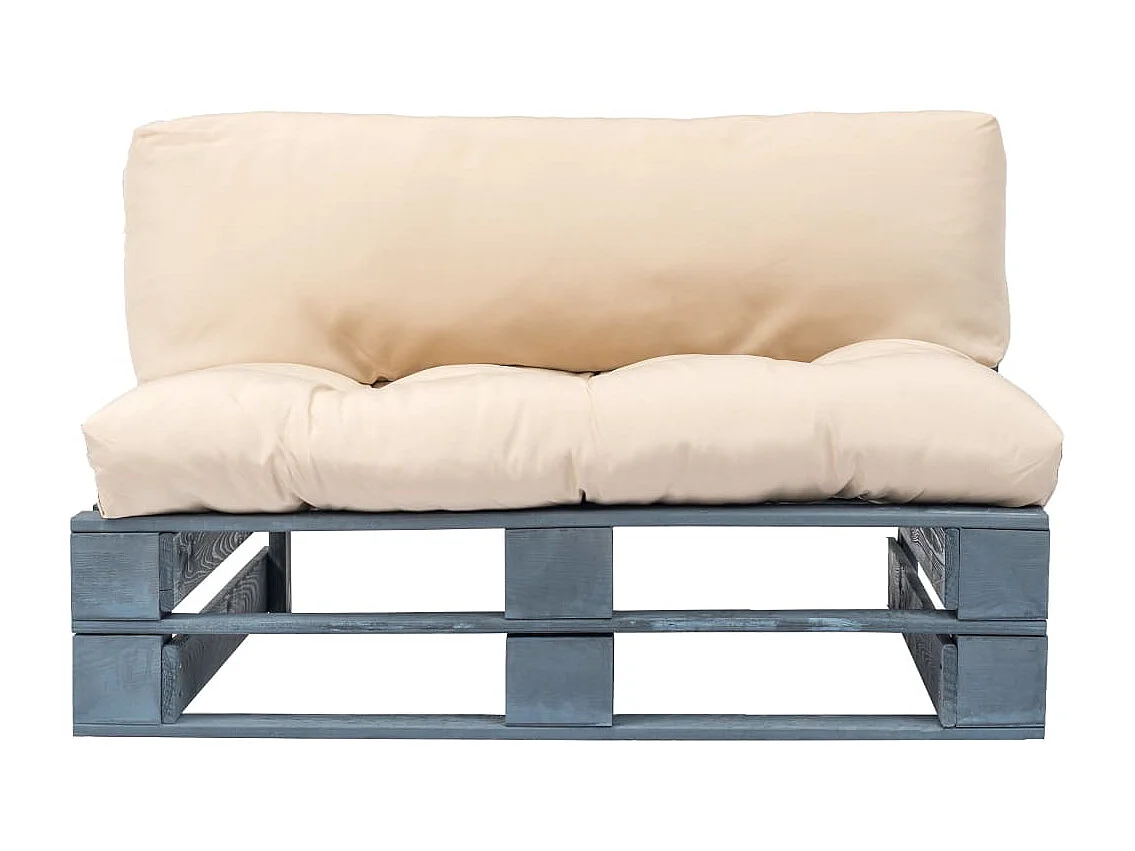 Canapé de jardin palette avec coussins sable Pinède