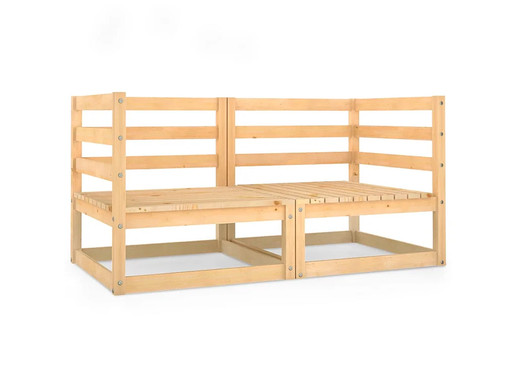 Canapé à 2 places de jardin Bois de pin solide