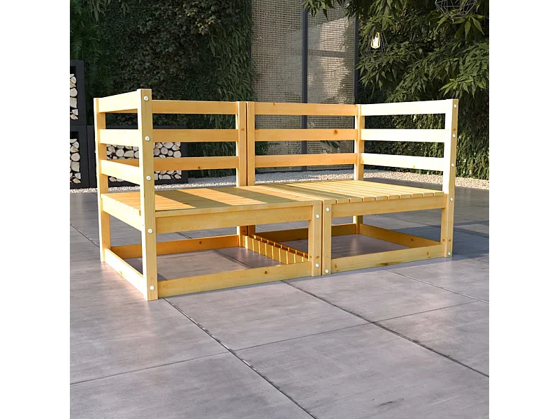 Divano da Giardino a 2 Posti in Legno Massello di Pino